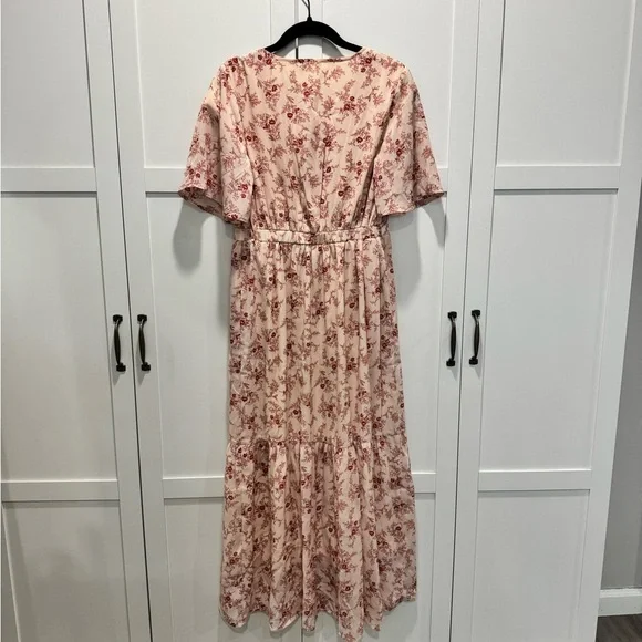 Roolee Cream and Red Floral Maxi Dress - Picture 4 of 4